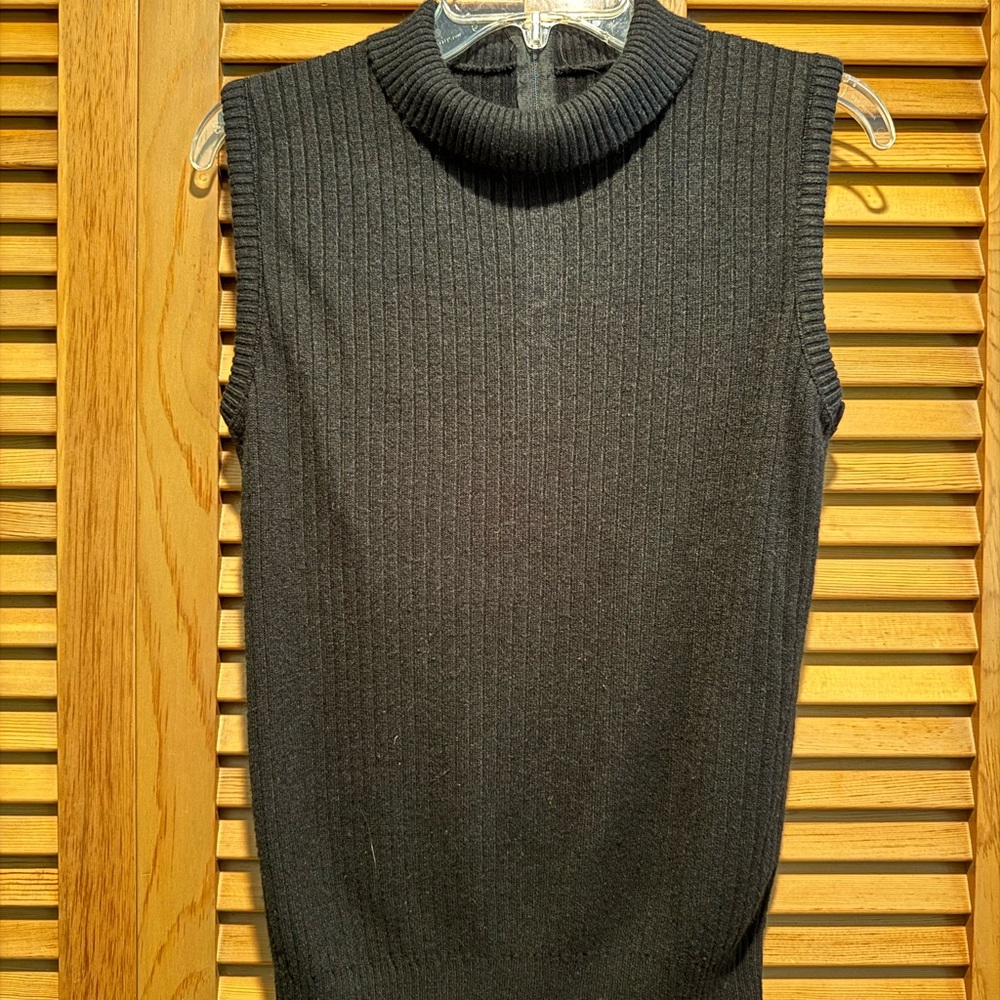 Black Sleeveless Turtleneck Sweater, vintage, S/M